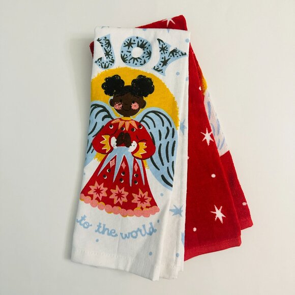 Set of St Nicholas Square Kitchen Towels Christmas African American Angels - Picture 4 of 7